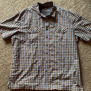 Croft&Borrow brown checkered button up shirt